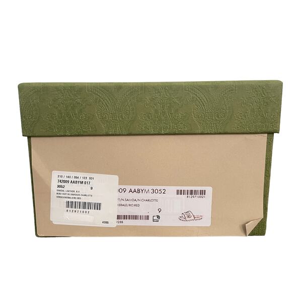 GUCCI  Jumbo Logo Embossed Slide Sandals Italian Leather Green Men's Size G9 NEW - Picture 12 of 12